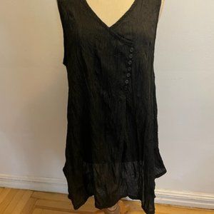 Nanako handkerchief hem assymetrical button sleeveless mini dress